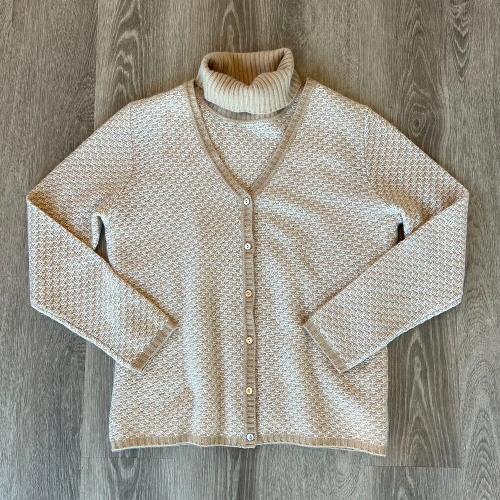 Vintage Belford for Saks 100% Cashmere‎ Twin Set Cardigan Turtleneck Sweater